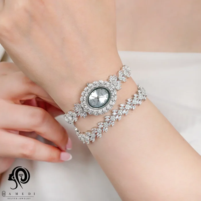 ست ساعت و دستبند نقره زنانه مدل SWB50
