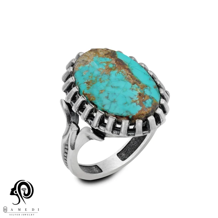 انگشتر فیروزه مردانه نقره اصل مدل RIM FI17
