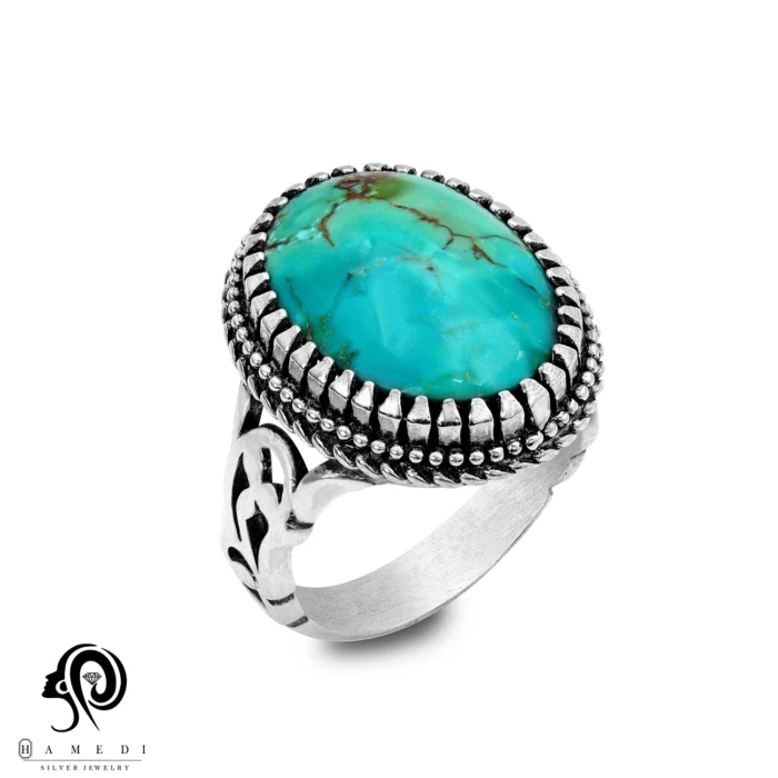 انگشتر فیروزه مردانه نقره اصل مدل RIM FI36