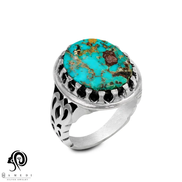 انگشتر فیروزه مردانه نقره اصل مدل RIM FI59