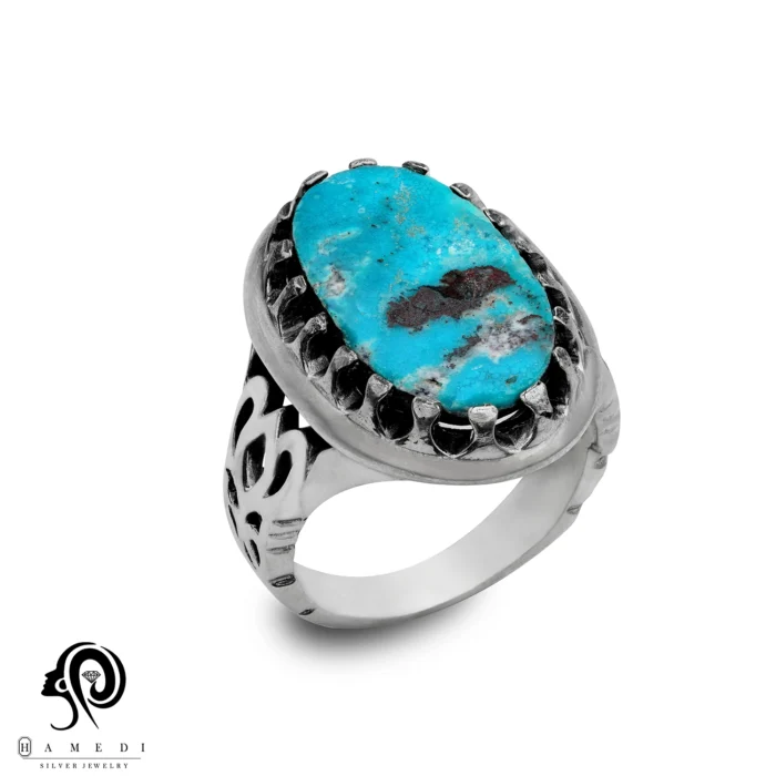 انگشتر فیروزه اصل نقره مردانه مدل RIM FI60