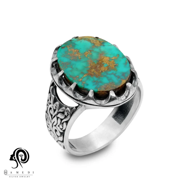 انگشتر فیروزه اصل نقره مردانه مدل RIM FI62