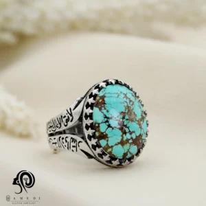 انگشتر فیروزه اصل نقره مردانه مدل RIM FI63