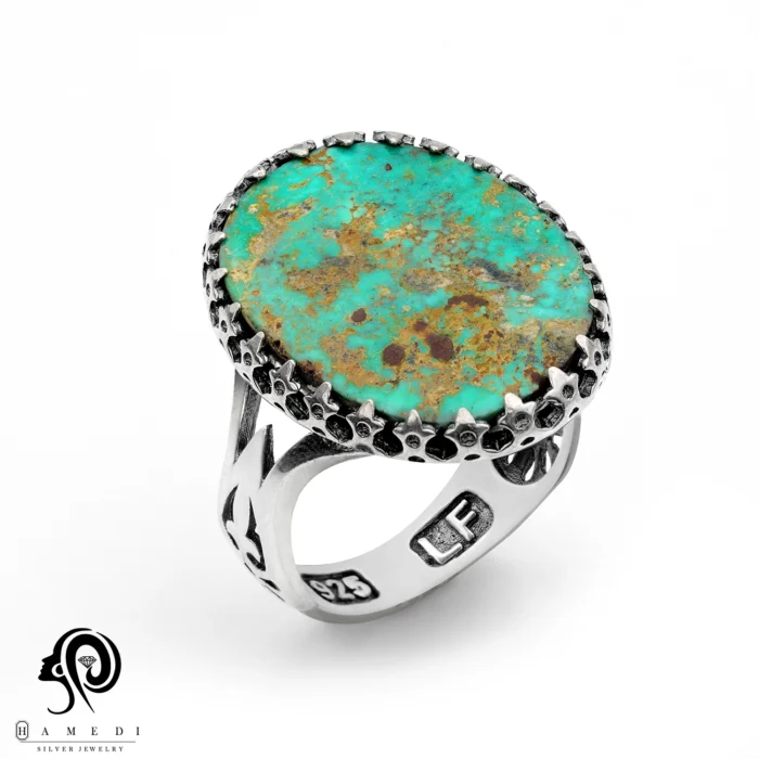 انگشتر فیروزه اصل نقره مردانه مدل RIM FI66
