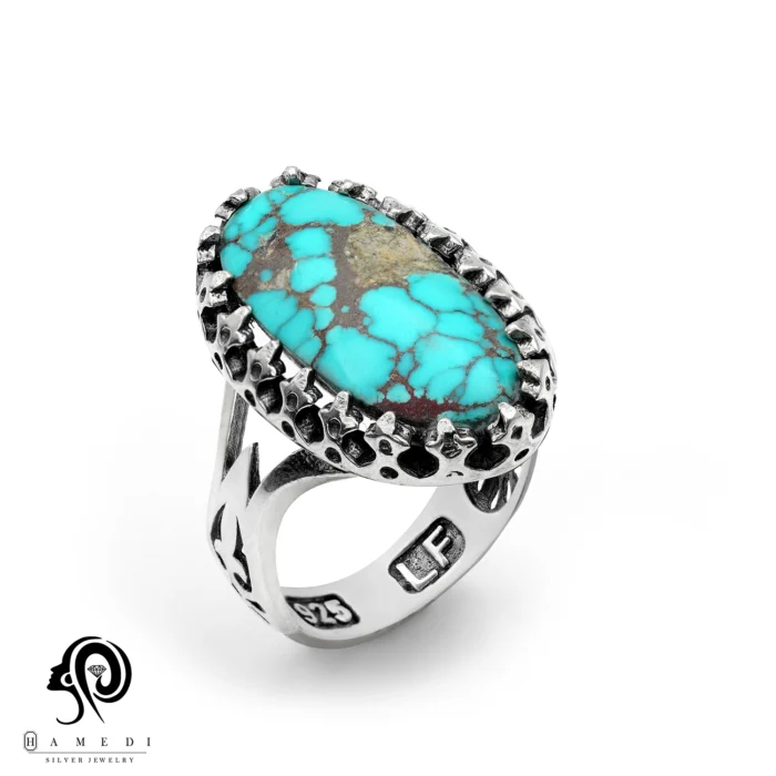 انگشتر فیروزه اصل نقره مردانه مدل RIM FI71