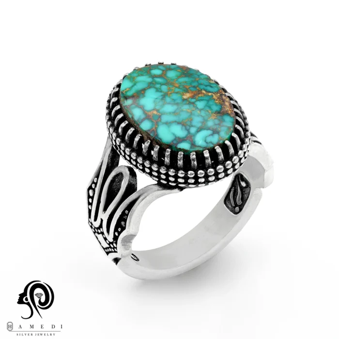 انگشتر فیروزه اصل نقره مردانه مدل RIM FI75