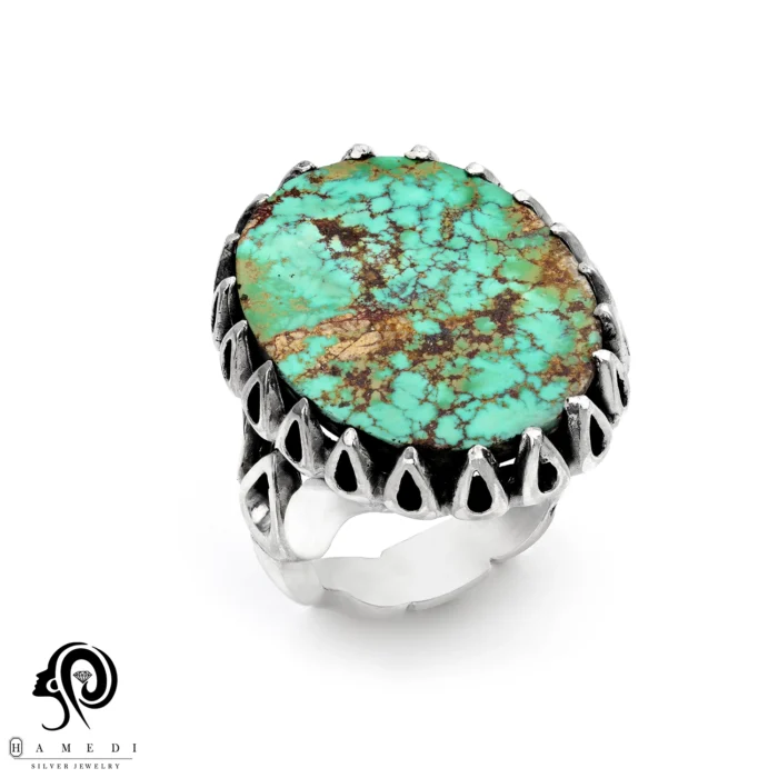 انگشتر فیروزه مردانه نقره اصل مدل RIM FI77