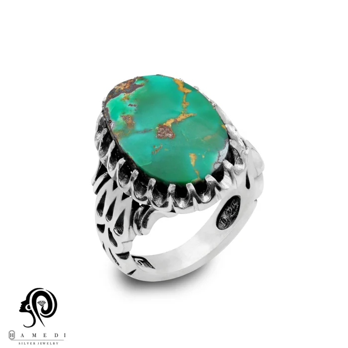 انگشتر فیروزه اصل نقره مردانه مدل RIM FI78