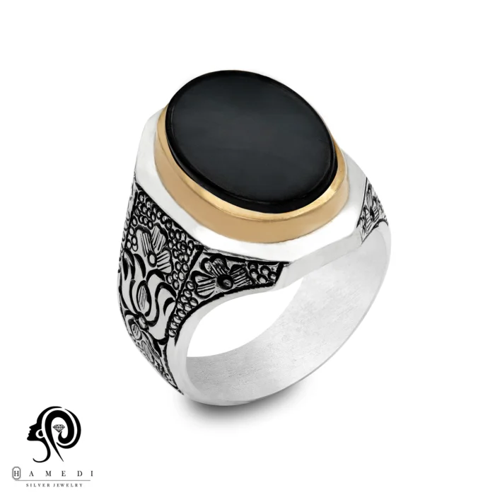 انگشتر اونیکس نقره مردانه اصل مدل RIM ON25