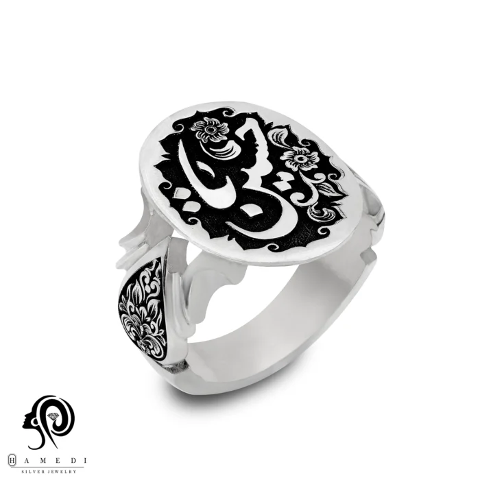 انگشتر نقره مردانه تراش یاحسین مدل RIM T7