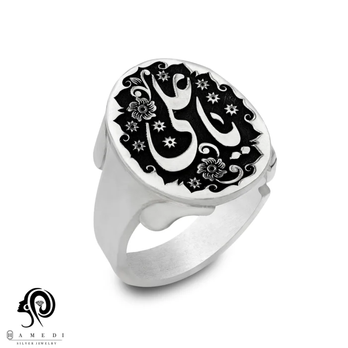 انگشتر نقره مردانه تراش یاعلی مدل RIM T8