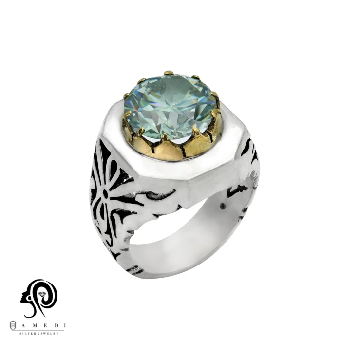 انگشتر موزانایت نقره مردانه اصل مدل RIM MOS1