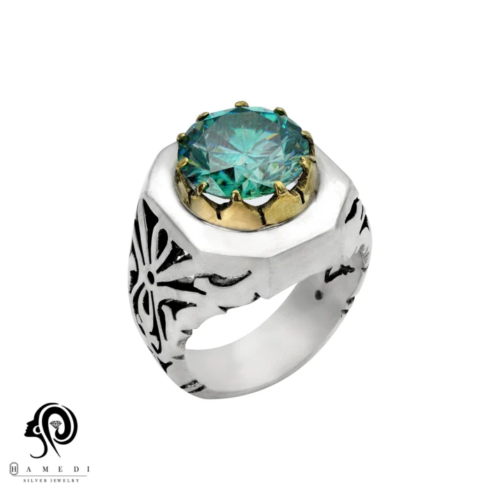 انگشتر موزانایت نقره مردانه اصل مدل RIM MOS2