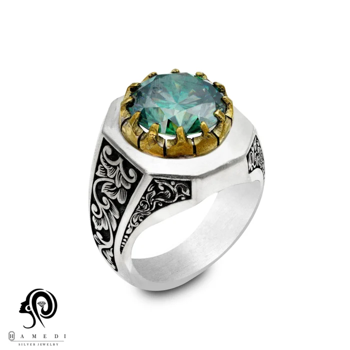 انگشتر موزانایت نقره مردانه اصل مدل RIM MOS6