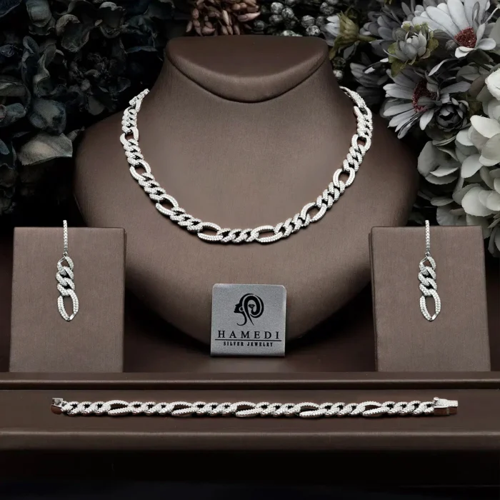 سرویس فیگارو نقره زنانه جواهری مدل SI B57