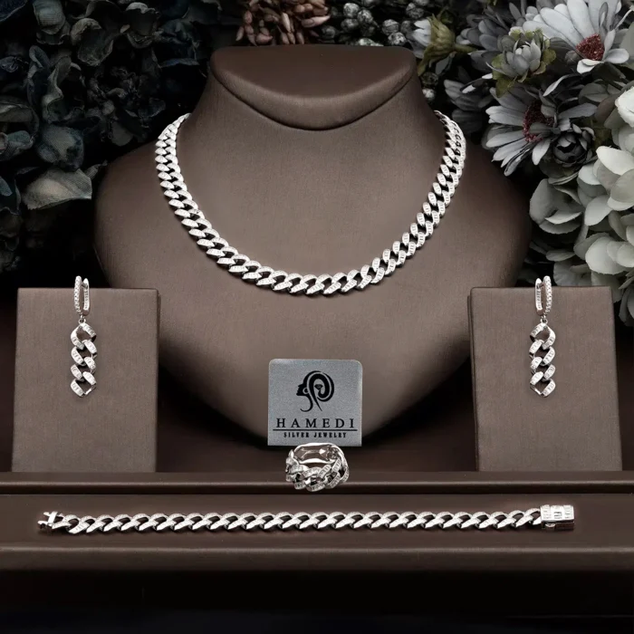 سرویس کارتیه نقره زنانه جواهری مدل SIL G1