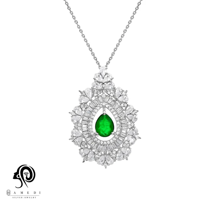 مدال نقره زنانه مجلسی جواهری مدل MI R48