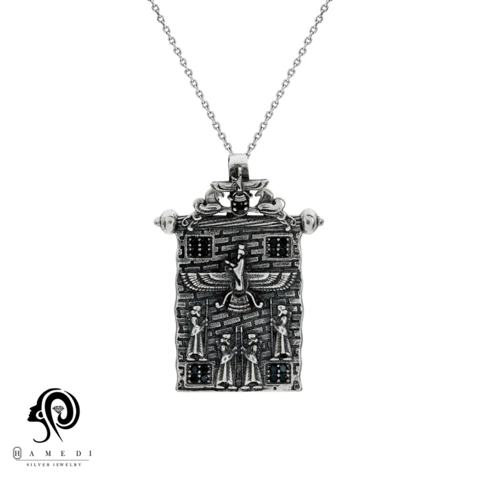 گردنبند فروهر نقره اهورا مزدا مدل MI T46