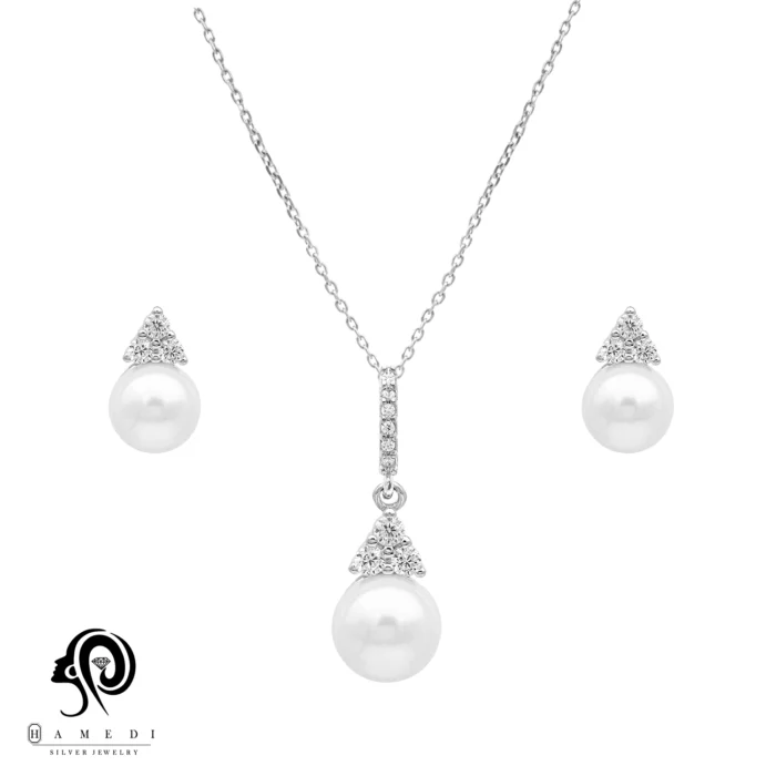 نیم ست نقره زنانه مروارید اسپرتی مدل NI Y8