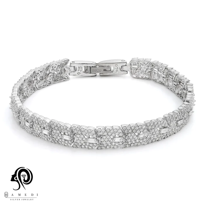 دستبند نقره زنانه مجلسی جواهری مدل BI F25