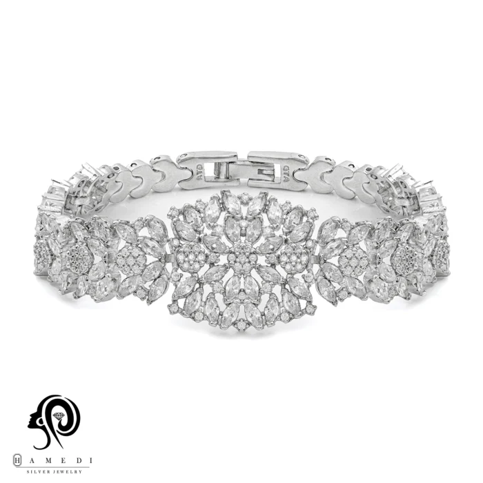 دستبند نقره زنانه مجلسی جواهری مدل BI F51