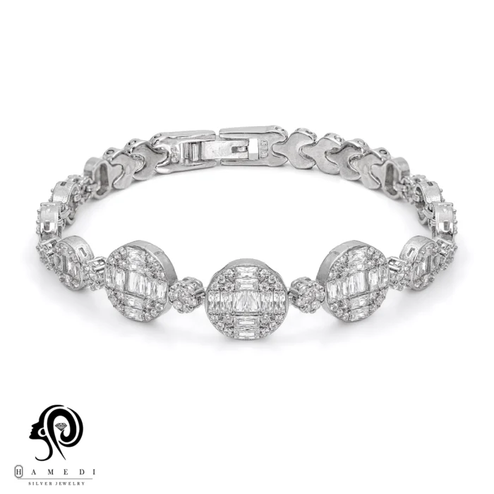 دستبند نقره زنانه مجلسی جواهری مدل BI F52