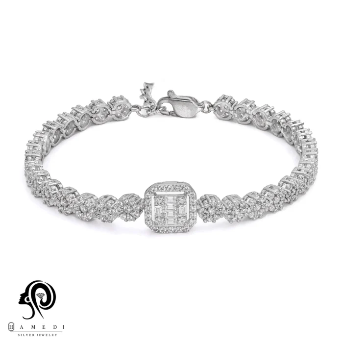 دستبند نقره زنانه مجلسی جواهری مدل BI F56