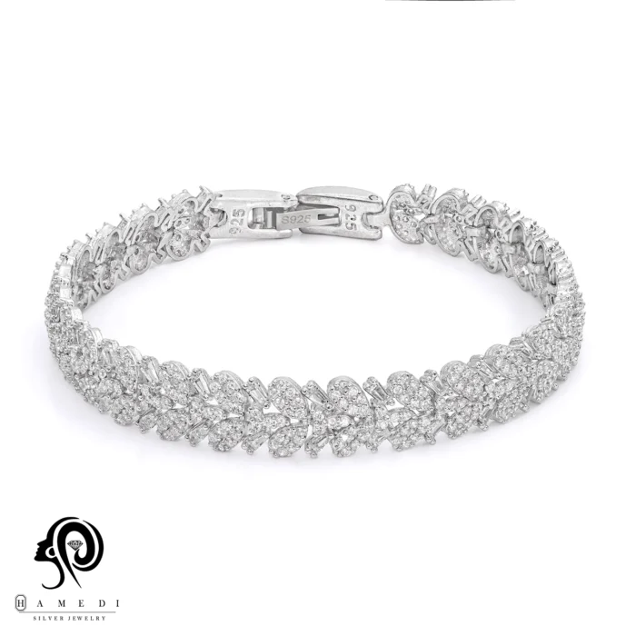 دستبند نقره زنانه مجلسی جواهری مدل BI S17