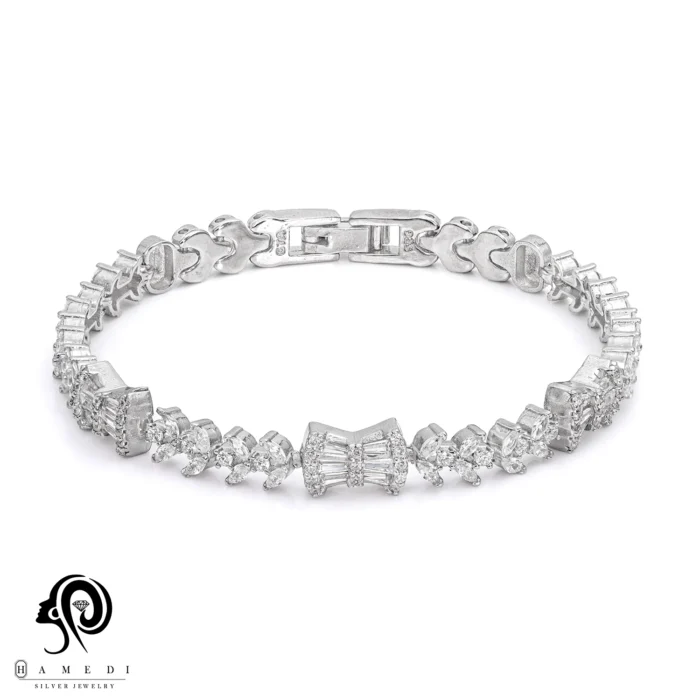 دستبند نقره زنانه مجلسی جواهری مدل BI S20