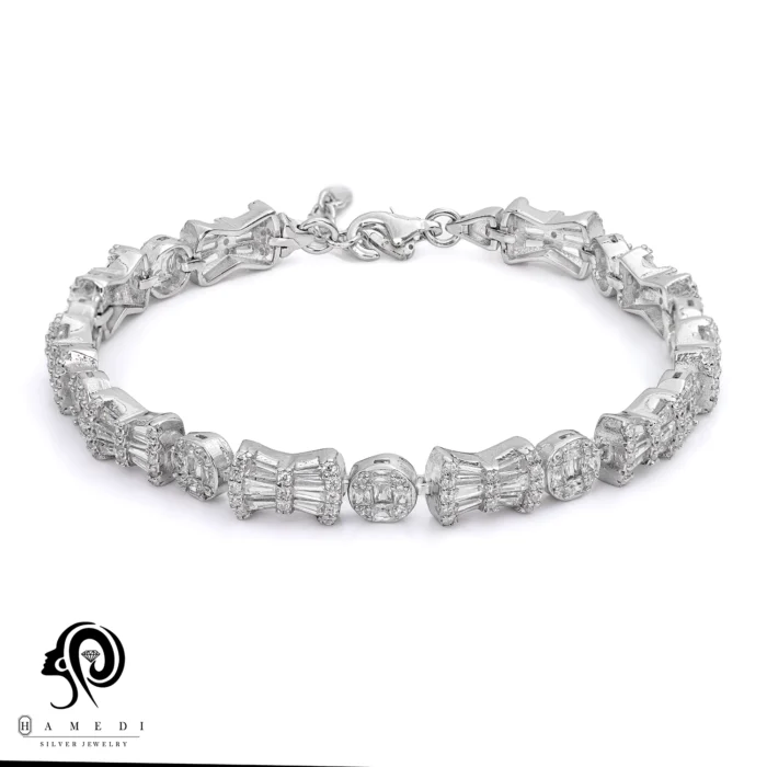 دستبند نقره زنانه مجلسی جواهری مدل BI S21