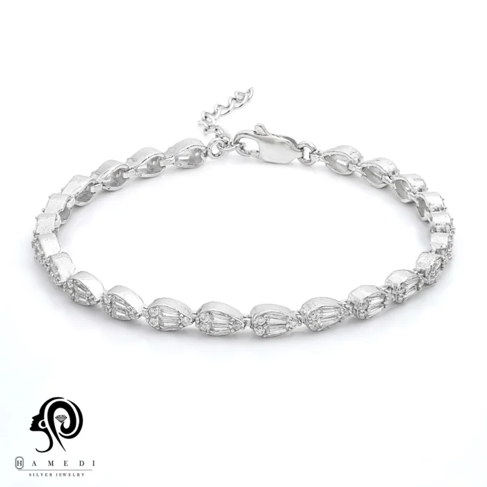 دستبند نقره زنانه مجلسی جواهری مدل BI S22
