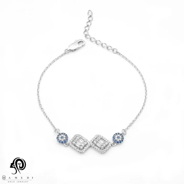 دستبند چشم نظر نقره زنانه اسپرتی مدل BICH E7