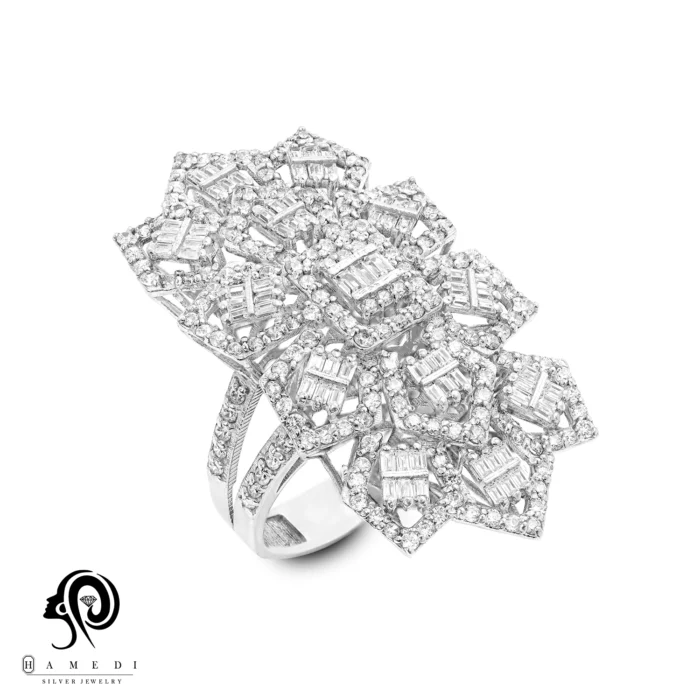 انگشتر نقره زنانه مجلسی جواهری مدل RIL E61