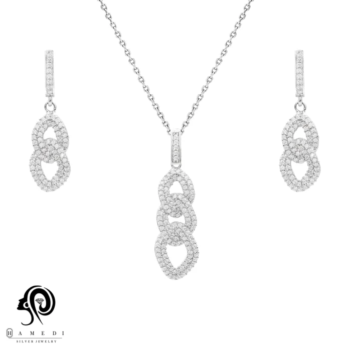 نیم ست نقره زنانه کارتیر جواهری مدل NI B12