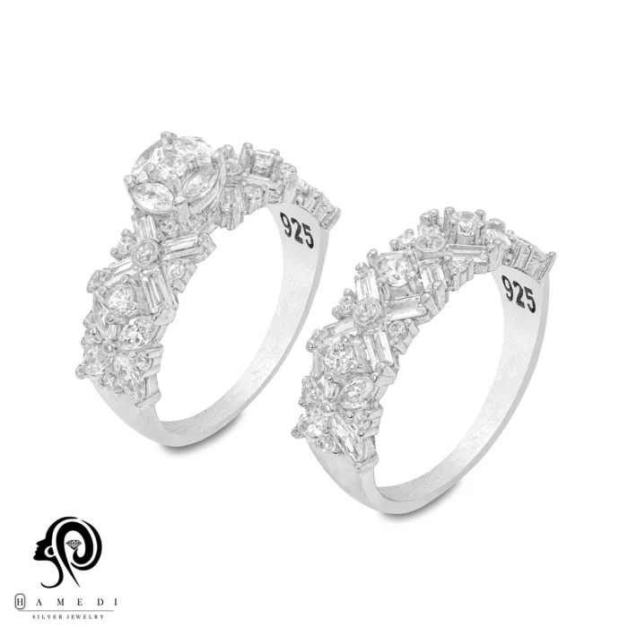 انگشتر نقره زنانه حلقه پشت حلقه مدل RI D16