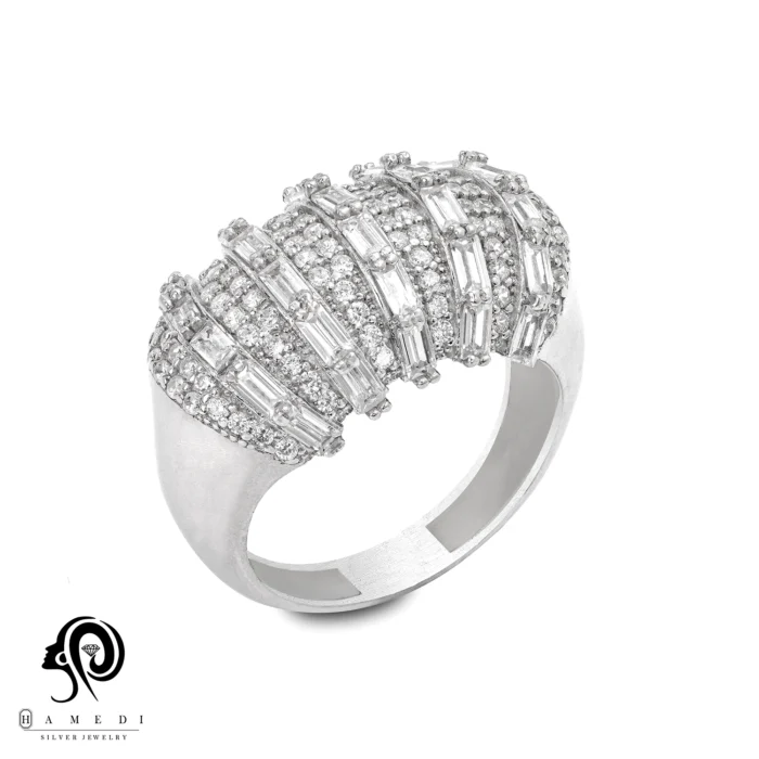 انگشتر نقره زنانه مجلسی جواهری مدل RI E102