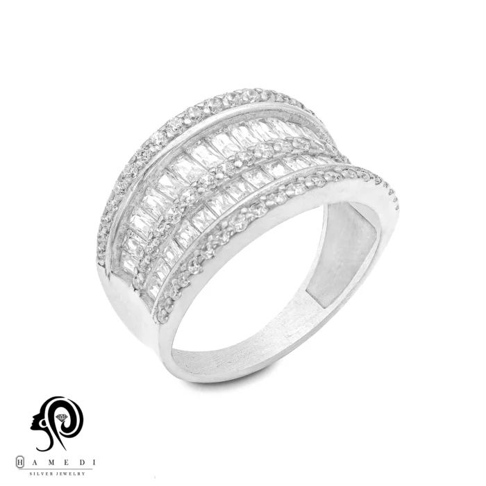 انگشتر نقره زنانه مجلسی جواهری مدل RI E103