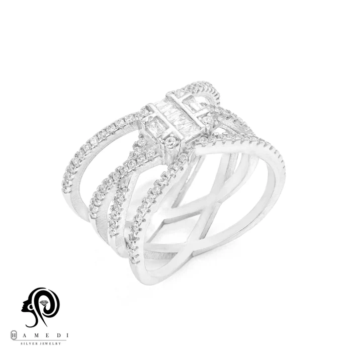 انگشتر نقره زنانه مجلسی جواهری مدل RI E104