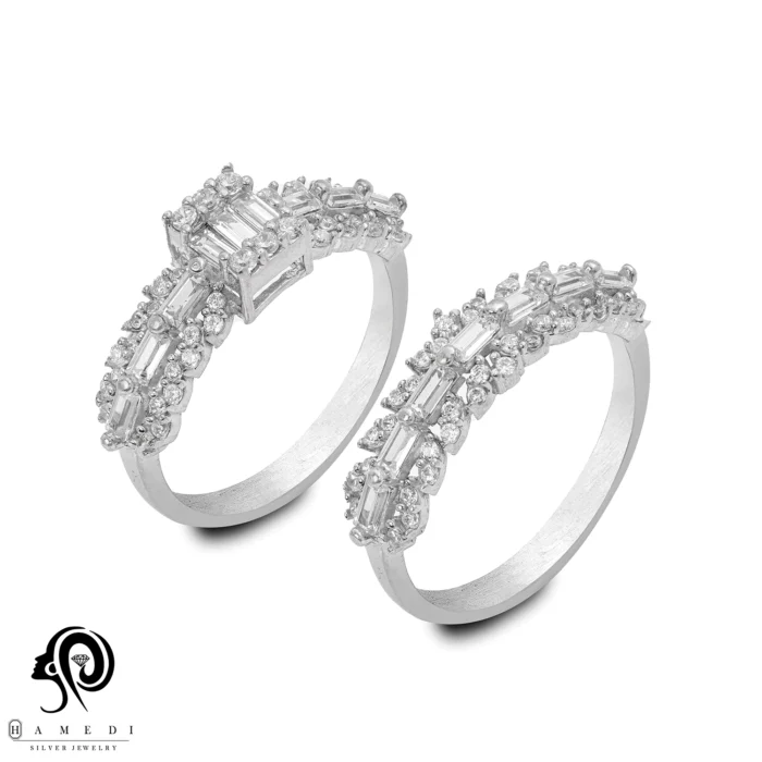 انگشتر نقره زنانه حلقه پشت حلقه مدل RI E109