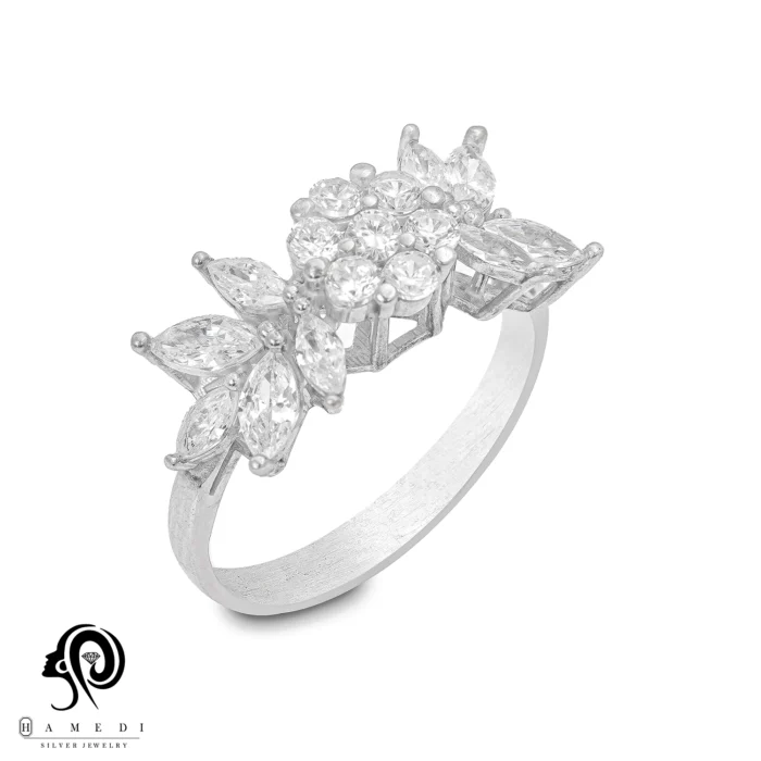 انگشتر نقره زنانه مجلسی جواهری مدل RI F65