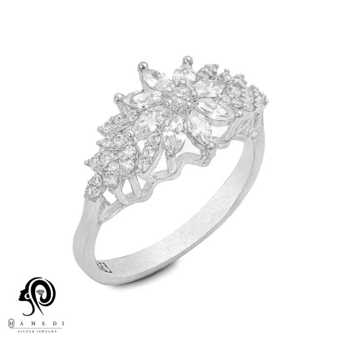 انگشتر نقره زنانه مجلسی جواهری مدل RI K79