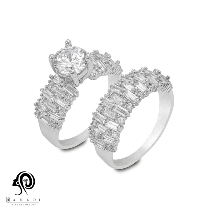 انگشتر نقره زنانه حلقه پشت حلقه مدل RI R184