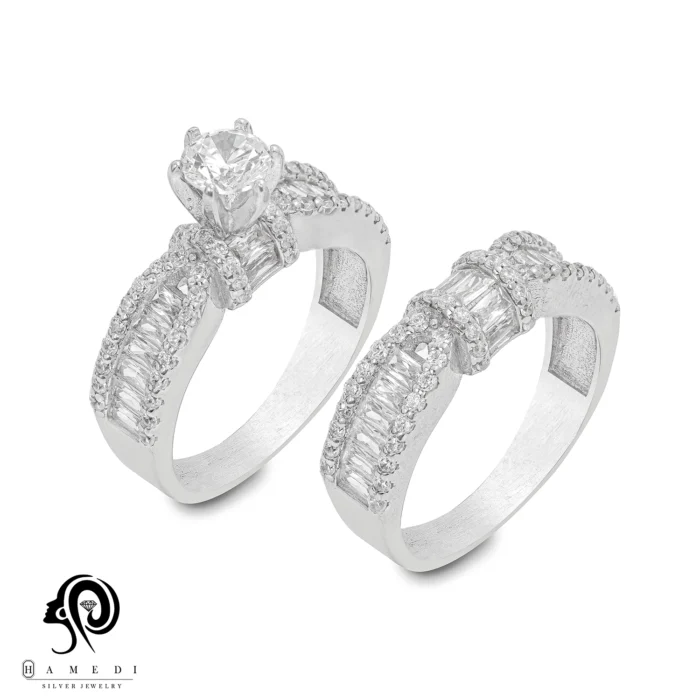 انگشتر نقره زنانه حلقه پشت حلقه مدل RI R208