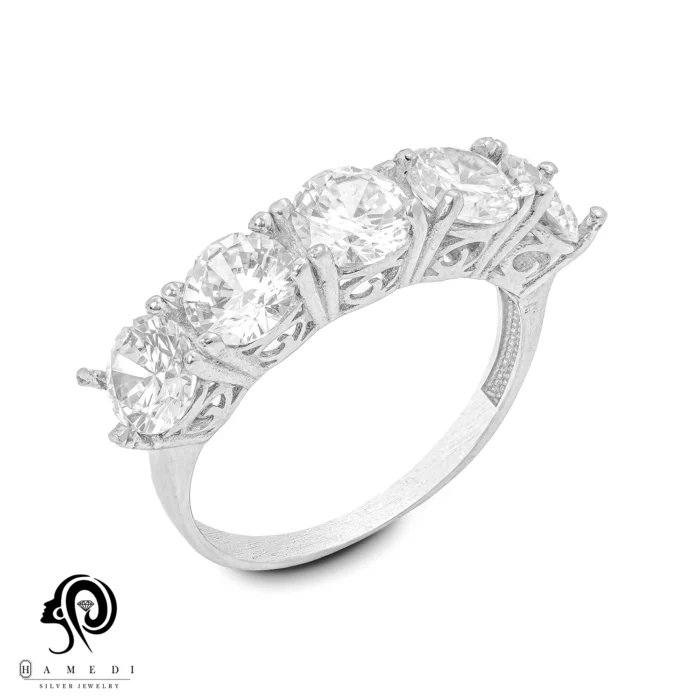 انگشتر نقره زنانه پنج تخمه مدل RI R209