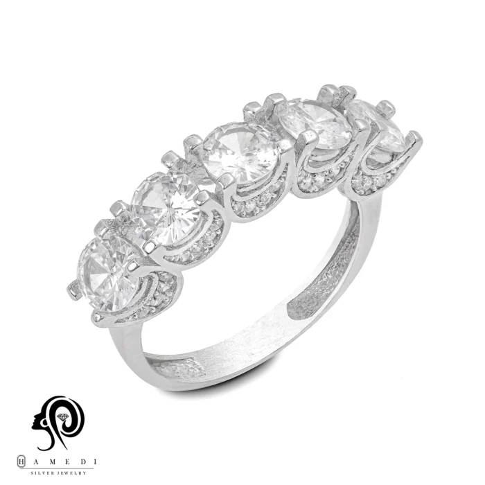 انگشتر نقره زنانه پنج تخمه مدل RI R210