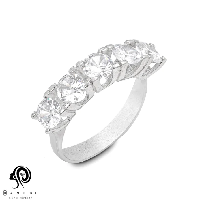 انگشتر نقره زنانه پنج تخمه مدل RI R211