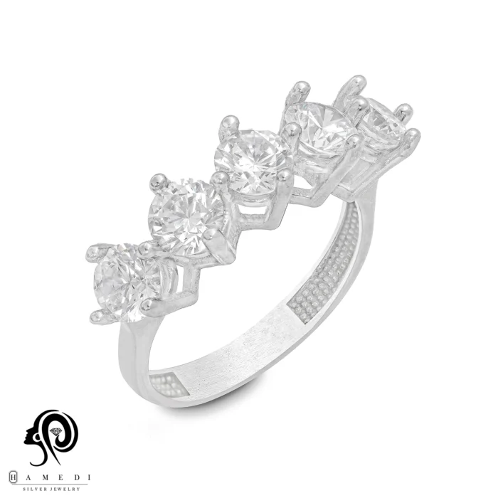 انگشتر نقره زنانه پنج تخمه مدل RI R212