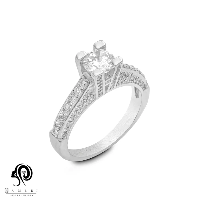 انگشتر نقره زنانه مجلسی جواهری مدل RI R213