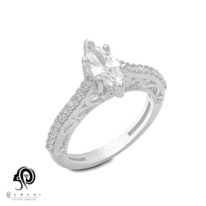 انگشتر نقره زنانه مجلسی جواهری مدل RI R214