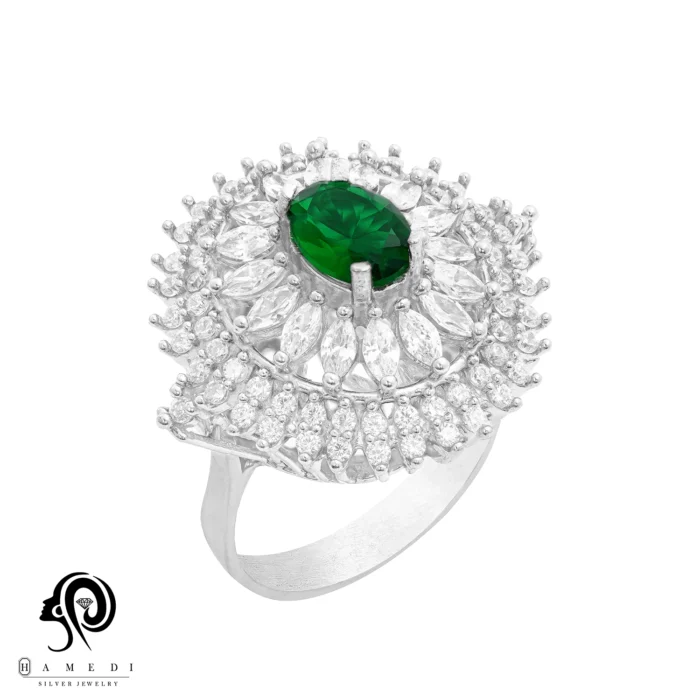 انگشتر نقره زنانه نگین رنگی مدل RI R219